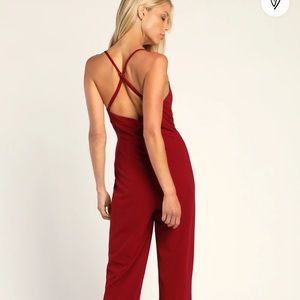 Burgundy Scoop Neck Jumpsuit